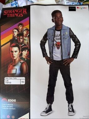 Stranger Things Eddie Denim-Look Vest with Black Sleeves